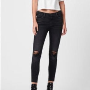 NWT All Saints Black Grace Ankle Fray Skinny Jeans
